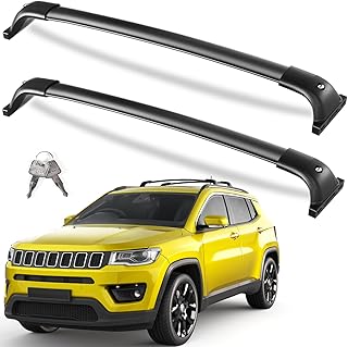 KINGGERI Heavy Duty Lockable Aluminum Roof Racks Cross Bars for Jeep Compass (2018-2025)