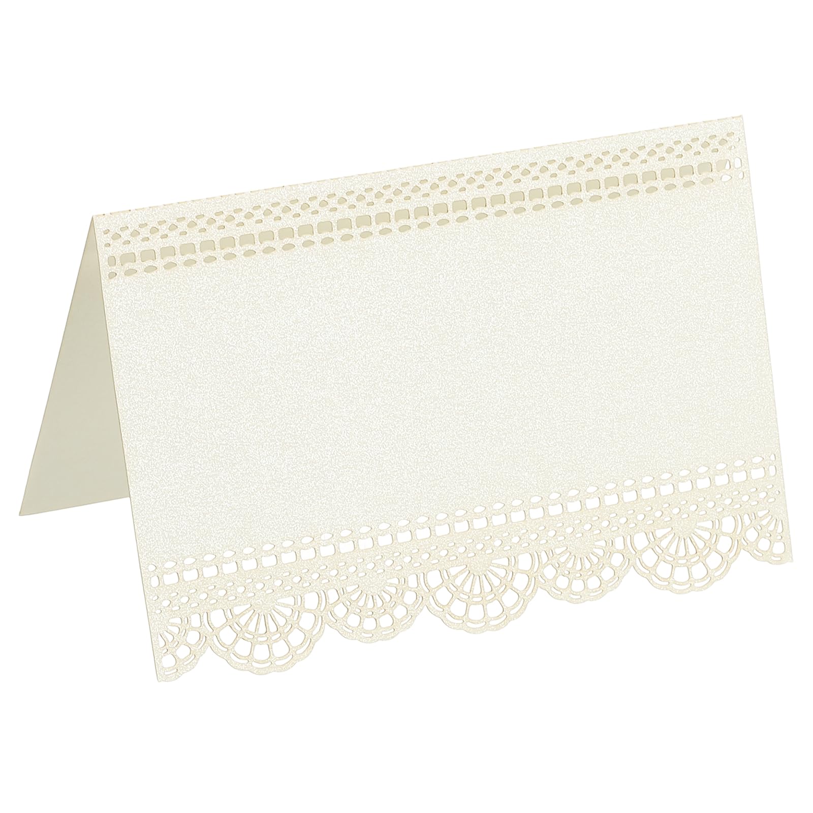 PATIKIL 50Pcs Wedding Place Cards, Laser Cut Lace Flower Table Place Cards for Table Setting Wedding Reception Buffet, Beige