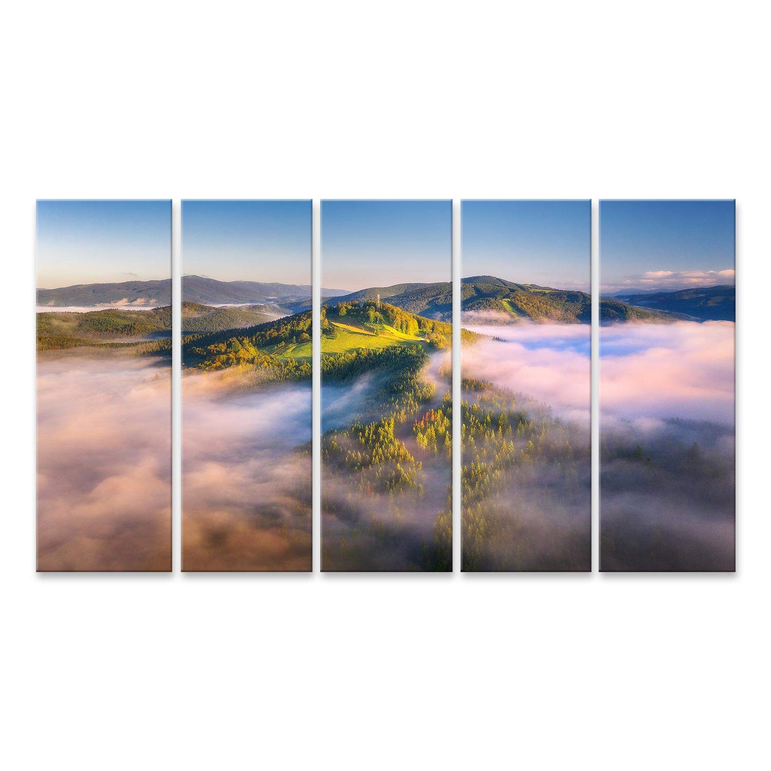 islandburner cuadro sobre lienzo montañas nubes amanecer verano vista aérea picos de montaña árboles verdes imágenes murales carteles