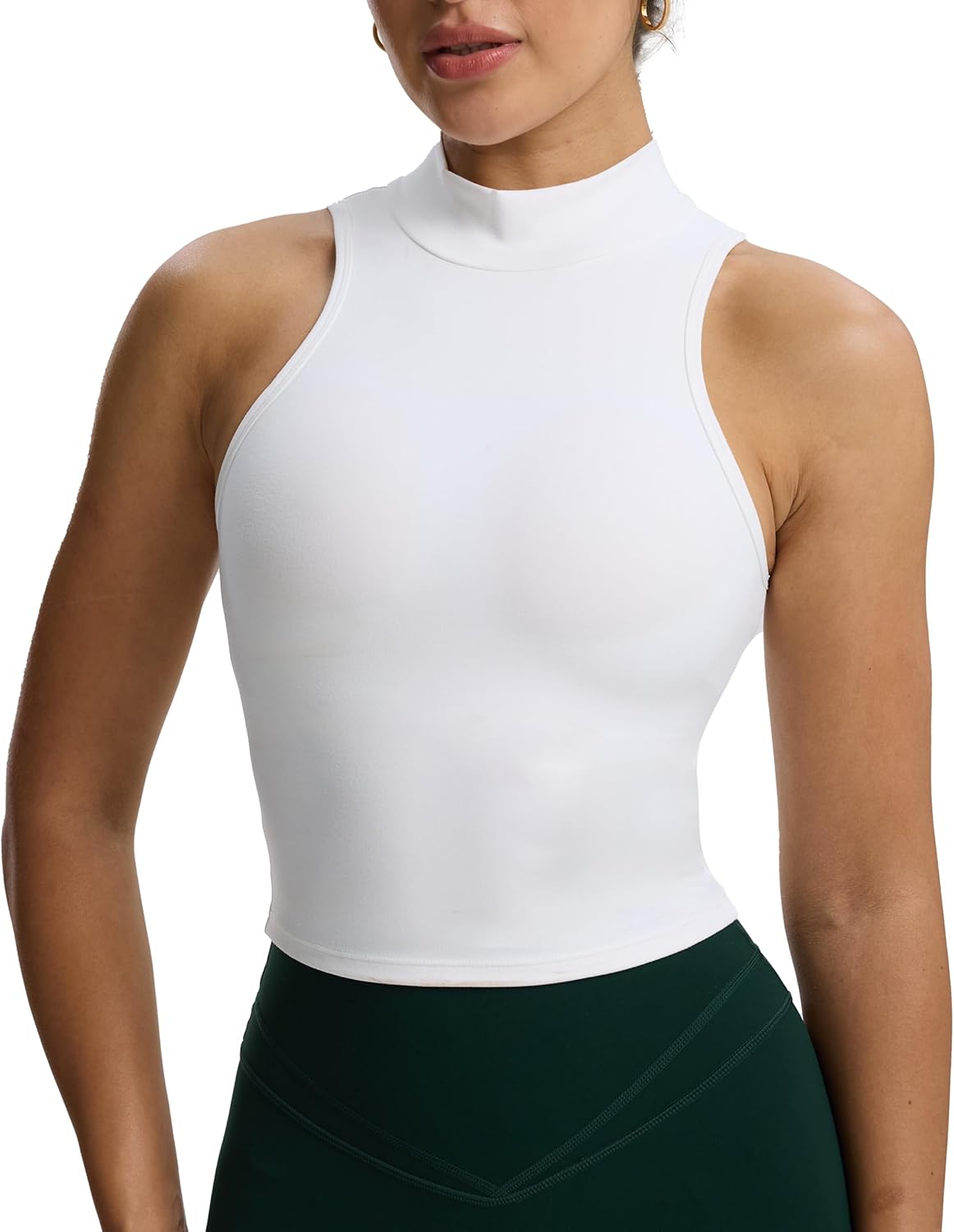 Aoxjox Women's High Neck Sleeveless Vests Kim Cutout Tank Tops Gym Workout T Shirt Top
