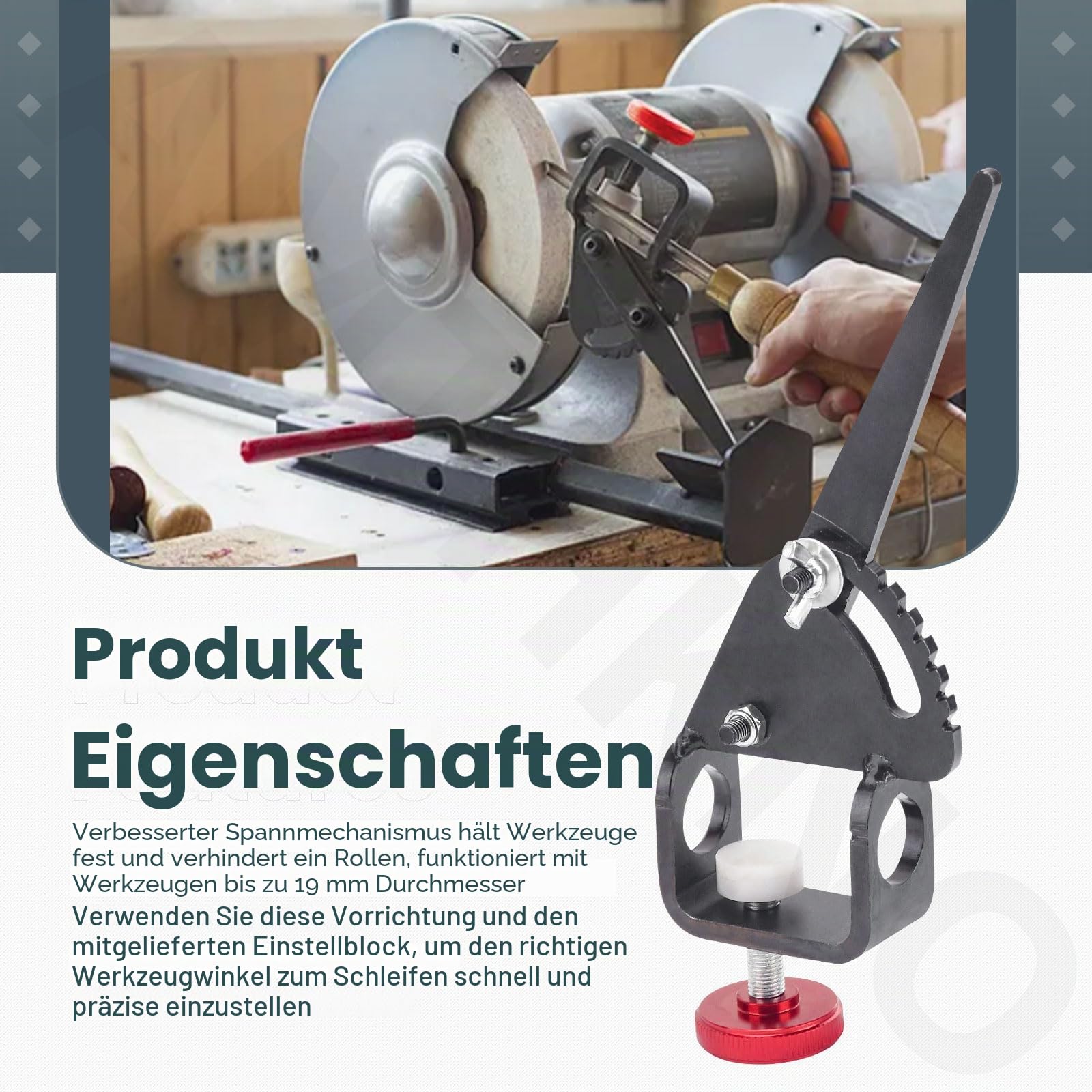Vari-Grind-Aufsatz, Drechselwerkzeug für Wolverine-Schleifvorrichtungen, verbesserter Spannmechanismus hält Werkzeuge fest und verhindert das Rollen. Funktioniert mit Werkzeugen bis zu 1,9 cm