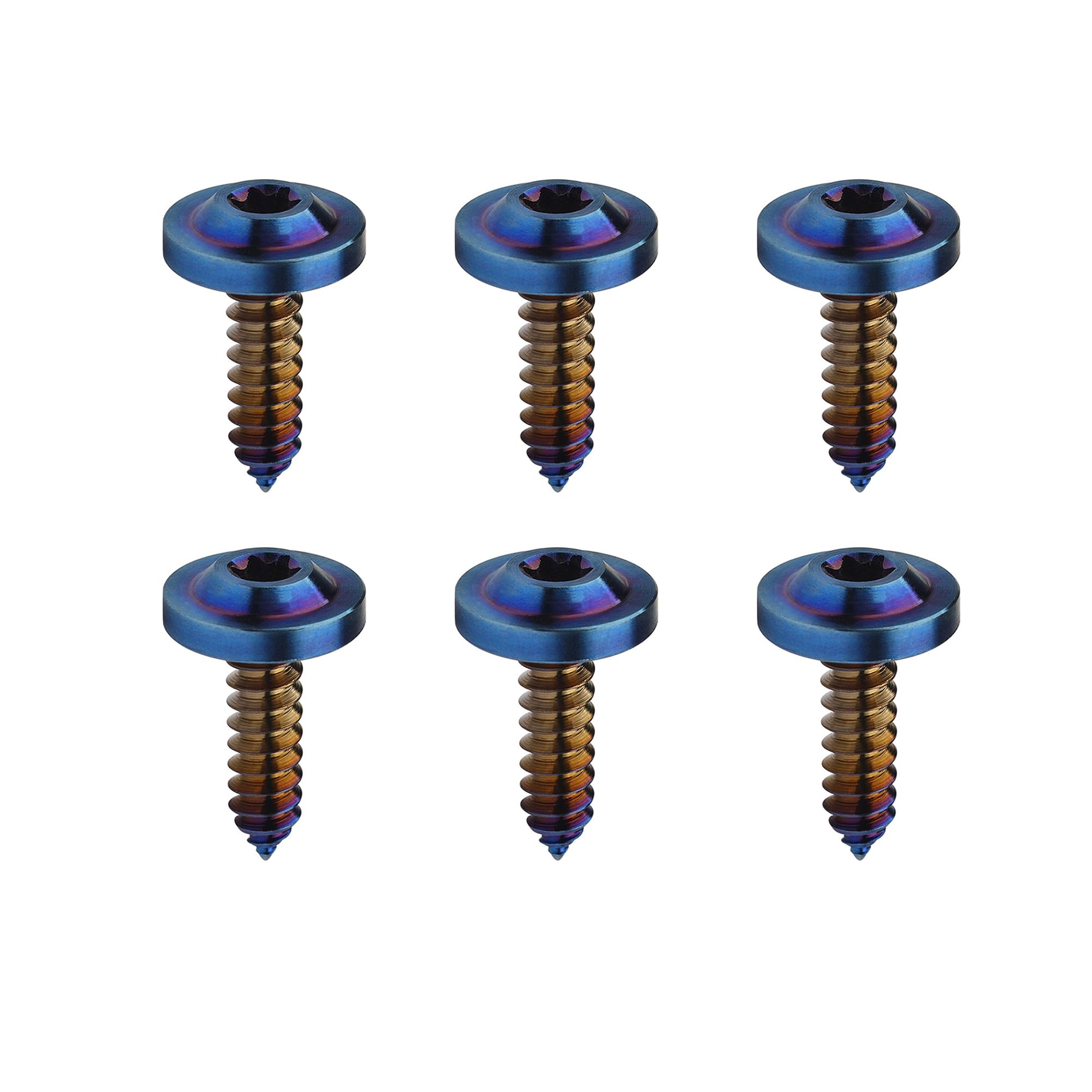 DWAMMEBRS M4 M5 M6x15 17 20 25mm Self-tapping Screws T25 Torx Head Motorcycle Bolt Pack of 6(Burn Blue,M5x15mm)