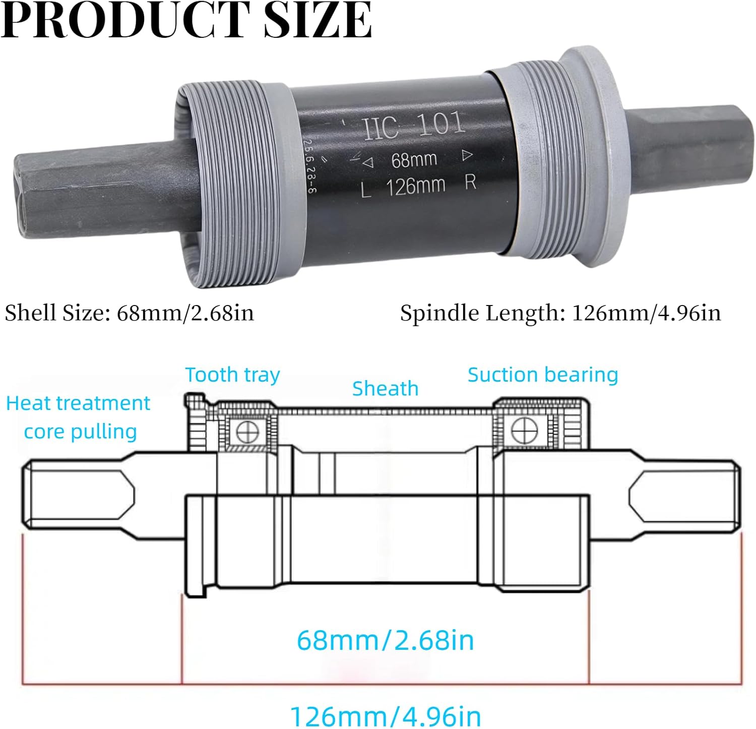 68mm Bike Bottom Bracket Mountain Bike Square-Taper Bottom Bracket Bicycles | Bicycle BSA Brackets Bike Square Taper Bottom Bracket Replacement for Shimano Tourney TX800 Series