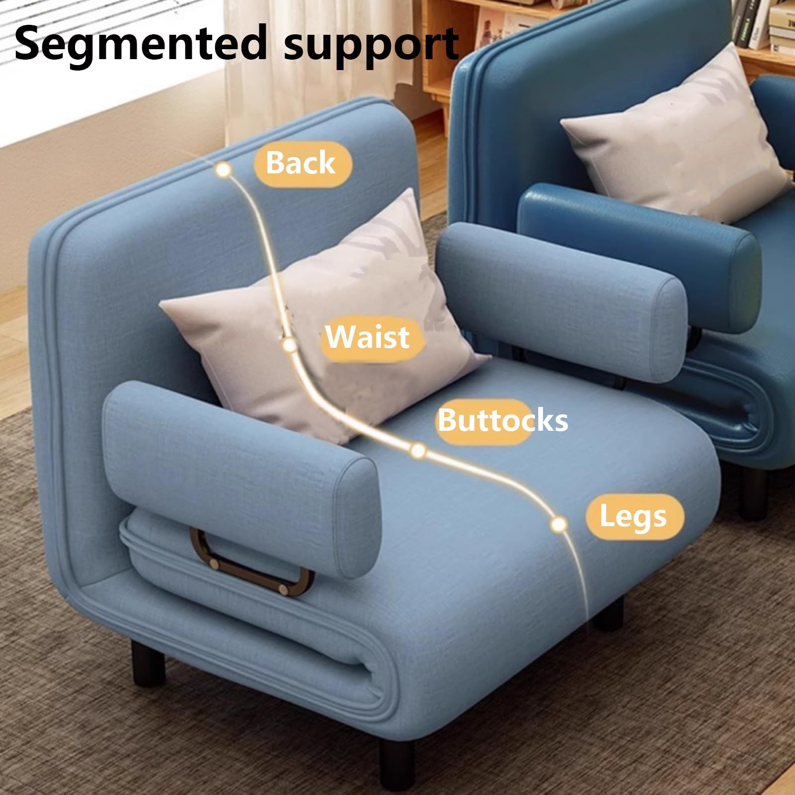 Schlafsessel Mit Bettfunktion 3-in-1 Schlafsofa Umwandelbar Mit Armlehnen Ergonomie Chaiselongue Robuster Stahlrahmen Für Wohnzimmer, Schlafzimmer(Beige,192 * 100 * 28cm)