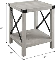 Vista 11 de Walker Edison Sedalia - Moderna mesa lateral de estilo casa de campo con laterales en X de metal, paquete de 1 unidad, roble rústico Gris (Grey Wash)