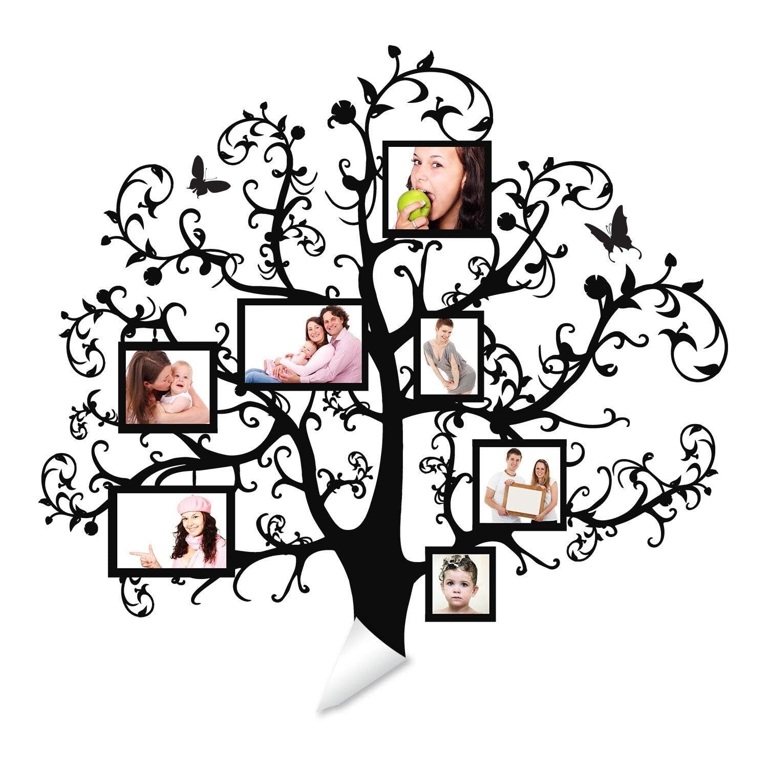 Sticker mural en vinyle pour cadre photo Motif arbre 87 x 86 cm
