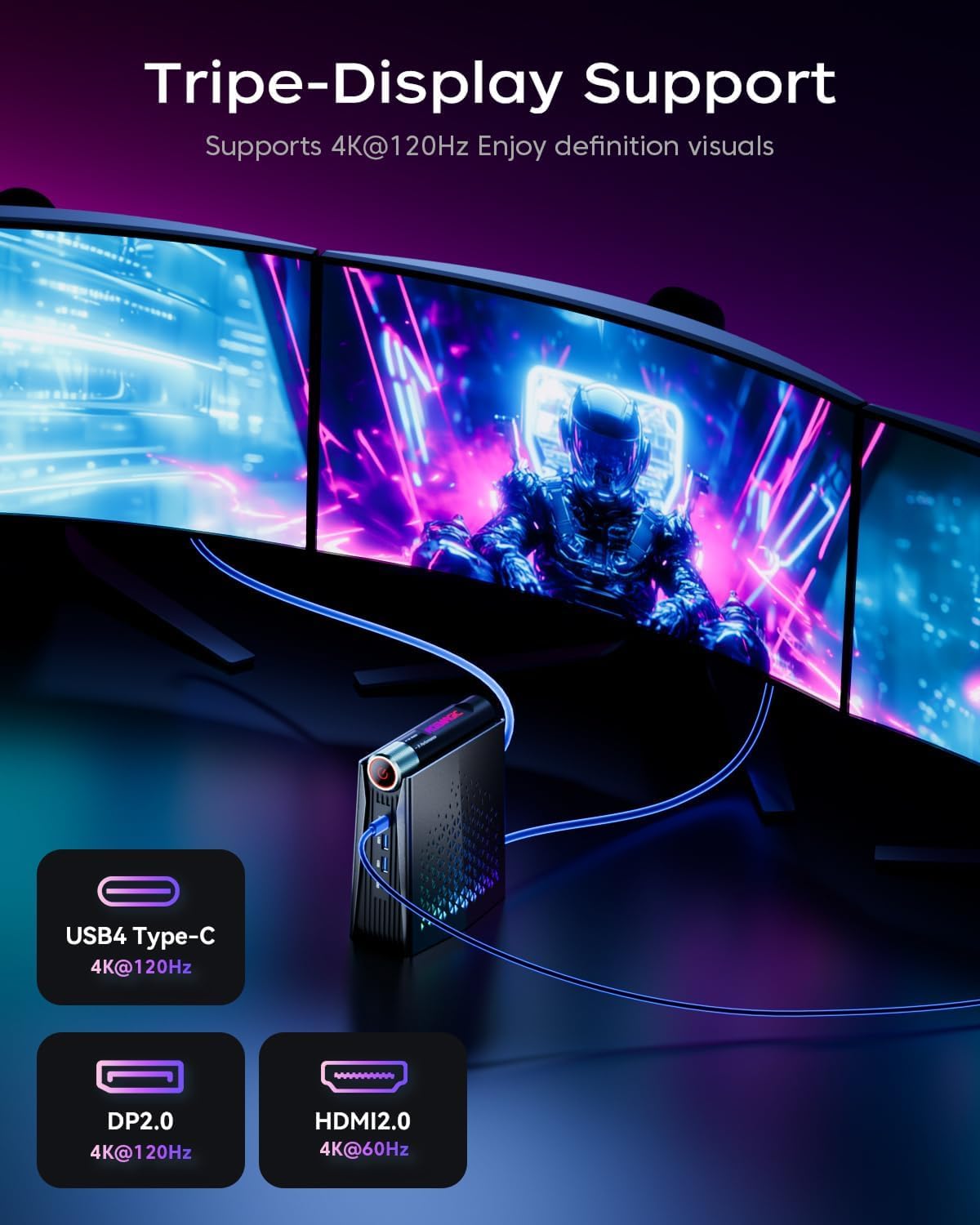 ACEMAGICIAN AMD Ryzen 7 8745HS (jusqu'à 4,9 GHz) RGB Mini PC,16 Go DDR5 512 Go SSD, AMD Radeon RX 780M Micro Ordinateur Bureau 【Mode Réglable Auto/Silencieux Eco/Performance】 | Jusqu'à 4,9 GHz, AMD Radeon RX 780M, Mémoire LPDDR5 à 6400 MT/s, effets d'écla