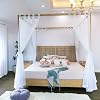 Linentalks Clear Canopy Bed Curtains for King Double Standard and Single 4 Corner Bed Canopies & Curtains Canopy Bed Curtains for Four Post Beds Transparent Curtains White