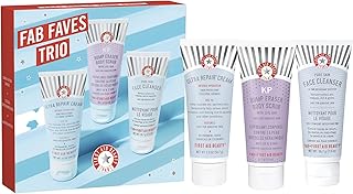 FAB Faves Trio: Cleanse & Hydrate Dry, Distressed Skin with Travel Size Essentials, KP Bump Eraser Body Scrub with 10% AHA, Ultra Repair Cream & Pure Skin Face Cleanser (2 oz, 3ct)