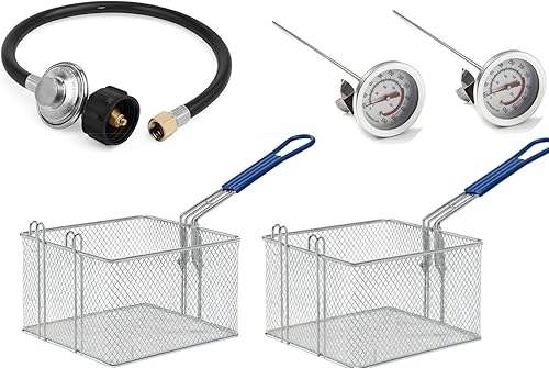 Miniatura 5 de Freidora de Propano de Dos Tanques - Cocina de Acero Inoxidable de 2 Cestas - Freír PescadoPollo al Aire Libre - Capacidad de Aceite de 4 Galones -