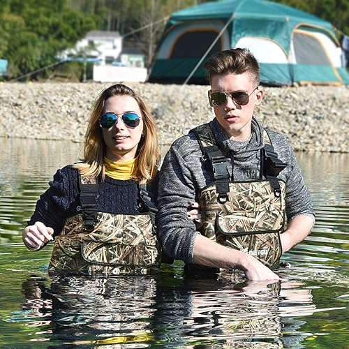 Miniatura 3 de NEYGU Vadeador de pesca de neopreno grueso impermeable y térmico de 0.197in con botas de goma de 52.91oz, vadeadores de caza de patos, 4 estilos de