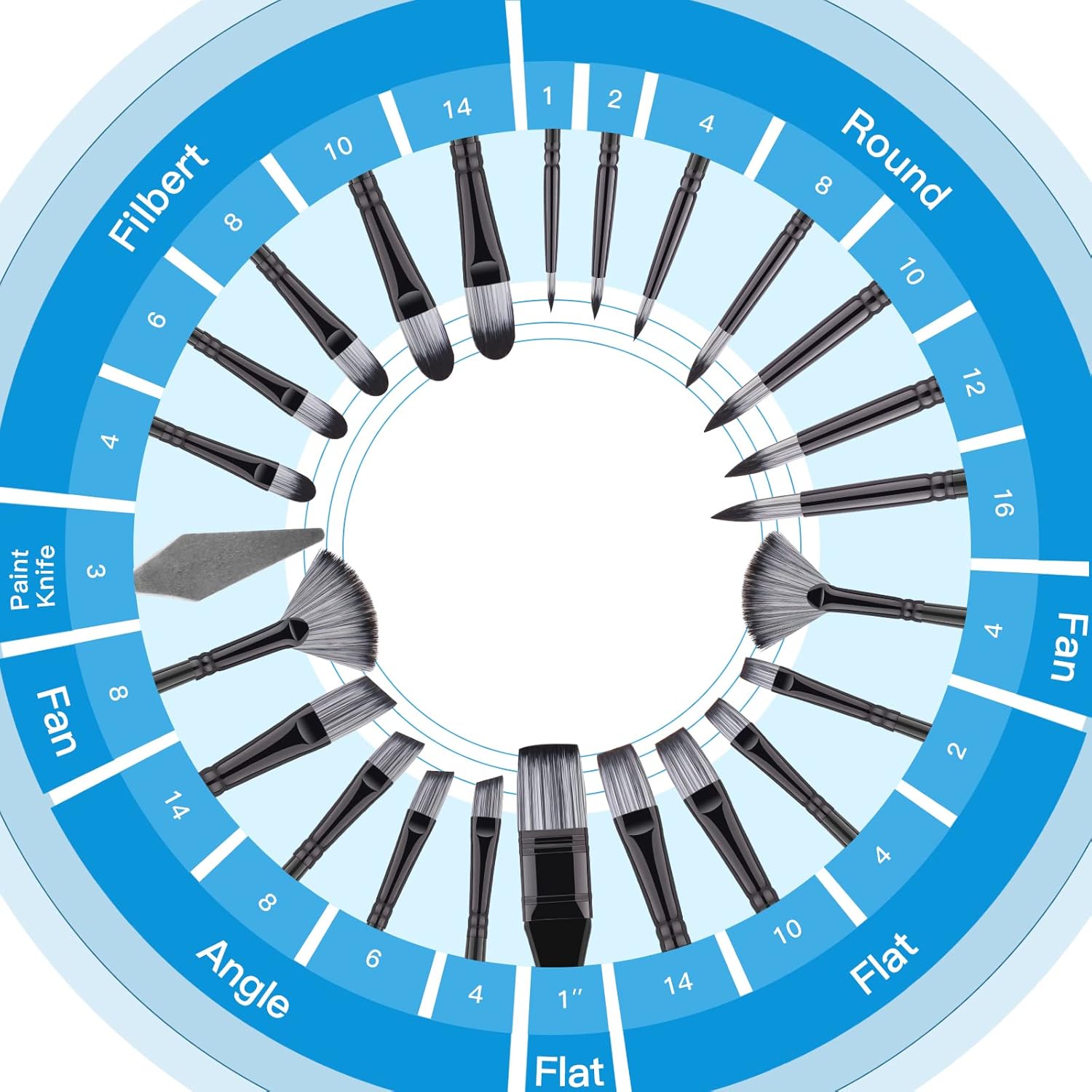 Paint Brushes for Acrylic Painting Artist Paint Brush Set 24 Acrylic Oil Paint Brushes Set Knife for Acrylic, Oil, Watercolor and Gouache with Cloth Roll and Painting Knife