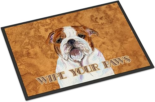 Miniatura 1 de Caroline's Treasures SS4896JMAT Bulldog English Wipe Your Paws - Felpudo para puerta delantera, 24 x 36 pulgadas, para interiores y exteriores,