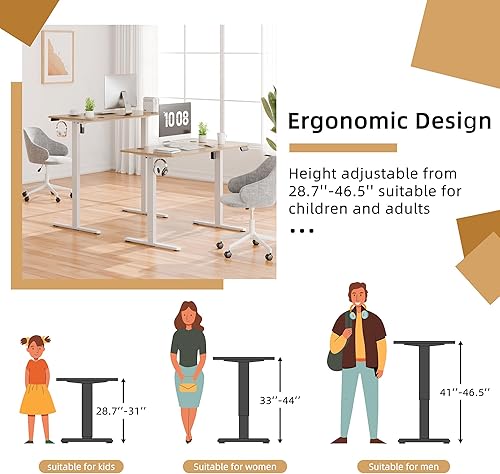 Vista 78 de Meilocar - Escritorio eléctrico de pie ajustable en altura, escritorio para computadora con controlador de memoria, estación de trabajo de oficina