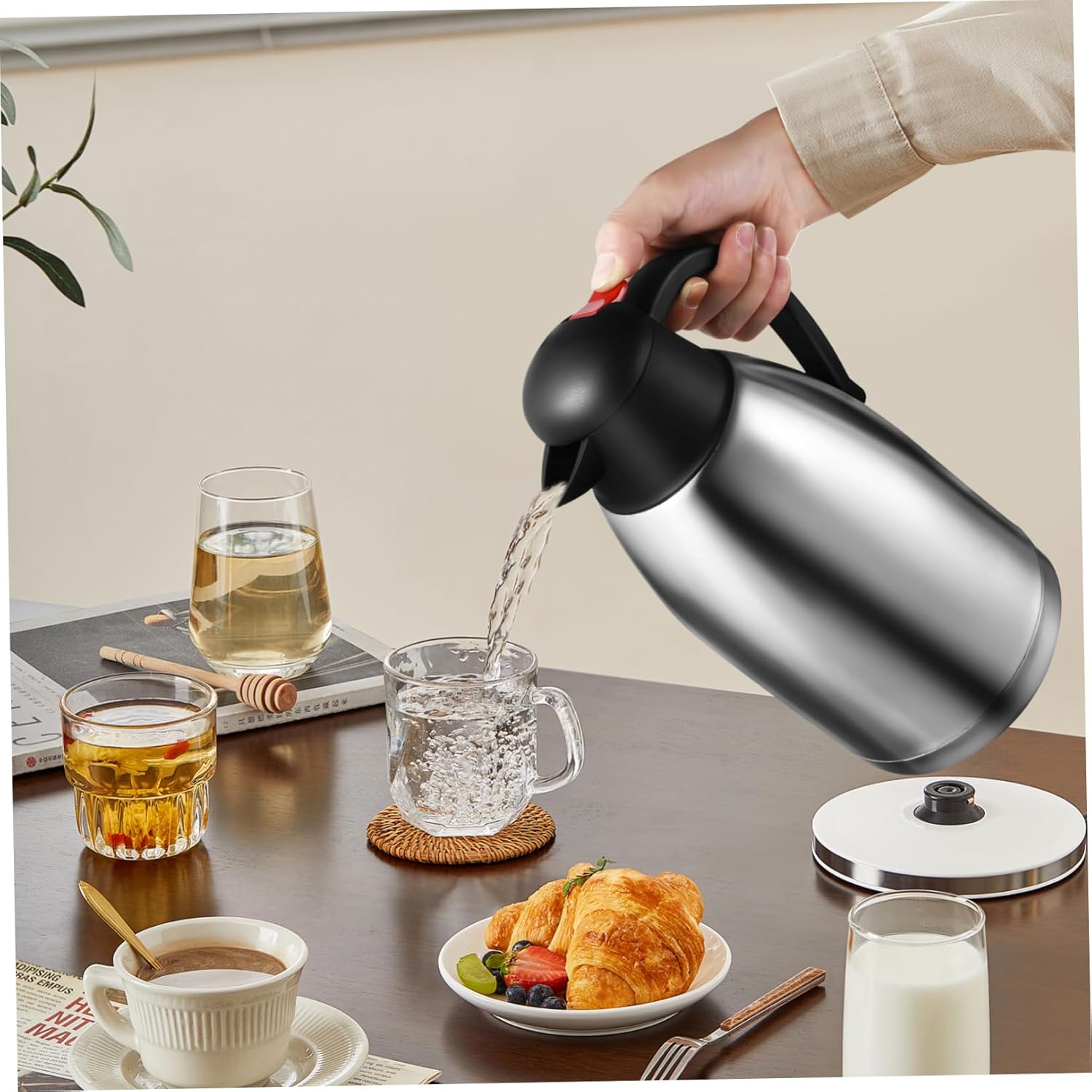 Atmos Vacuum Insulated Water Bottle Thermal Carafe Pitcher for Hot Food and Cold Beverages