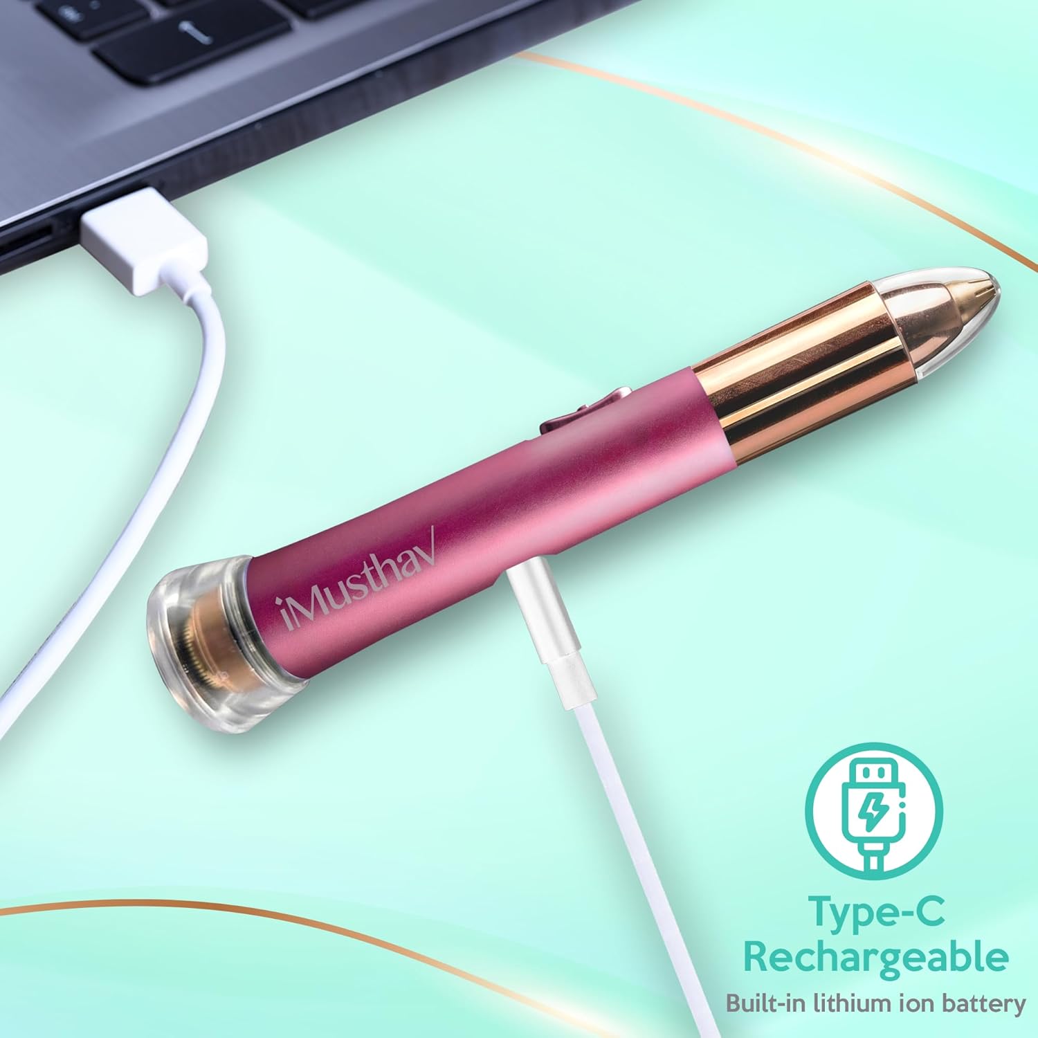Nose Hair Trimmer for Women Men,Portable Eyebrow Trimmer with USB Rechargeable, Painless, Fast & Precise Flawless Remover & Epilator, 18K Gold-Plated, 360°Led Light Travel-Friendly Mini Trimmer