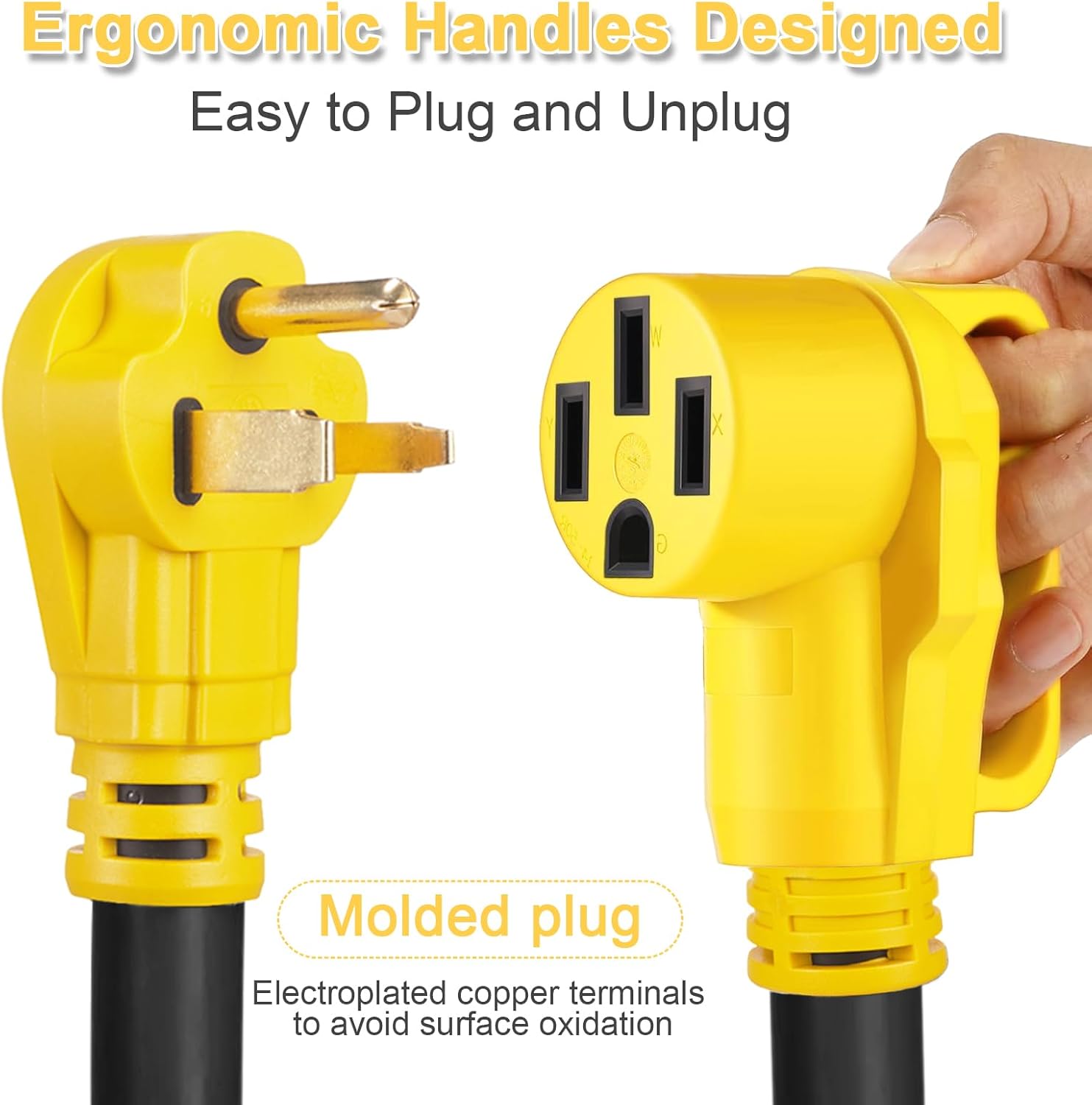 10ft NEMA 6-50P to 14-50R EV Charger Adapter Cord, STW 6AWG 50 Amp 240/250 Volts, 3-Prong Welder Plug to 4-Prong EV Charger Connector Adapter, for Tesla or EV Level 2 Charging, ETL Listed