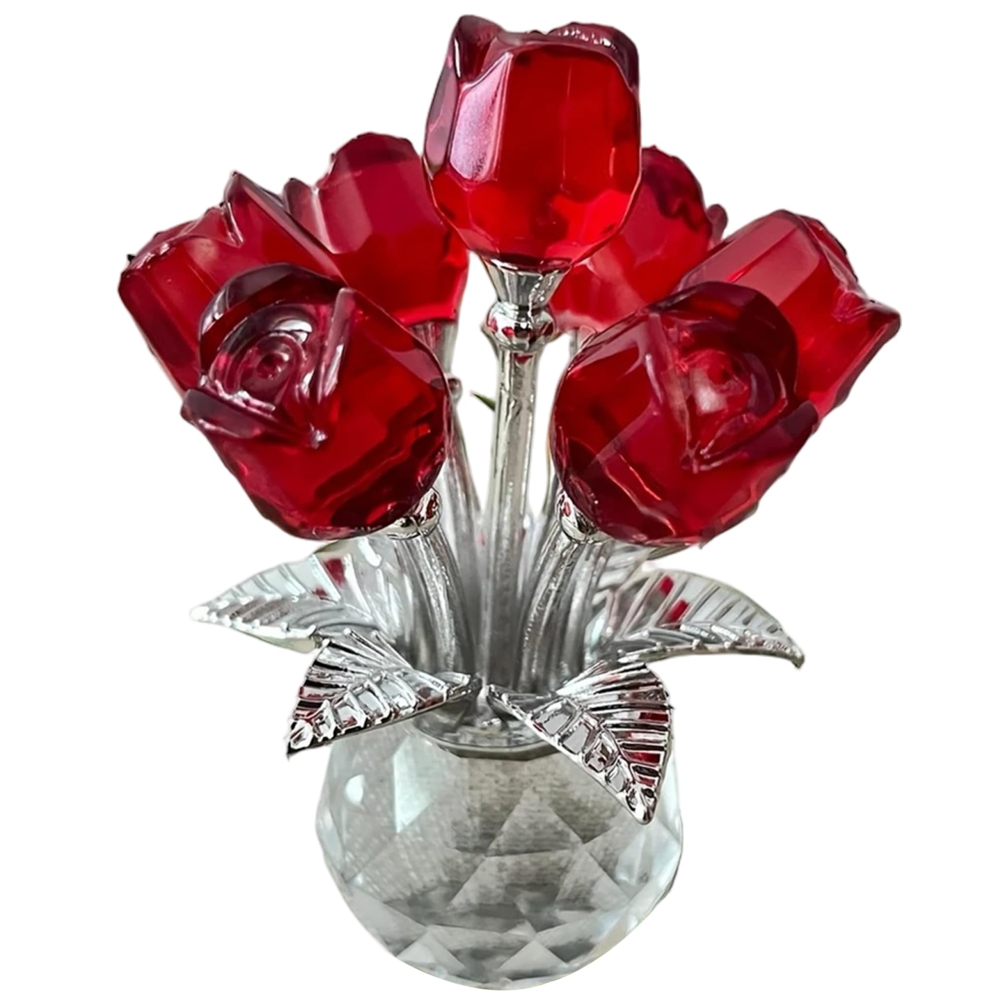 Bouquet de Roses en Cristal Fleurs Décoratives Table Maison