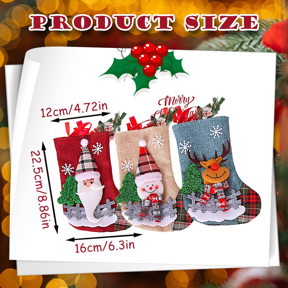 Calze Di Natale Personalizzate - Set Da 3 Pezzi In Lino | Con Motivi Natalizi Per Camino E Albero