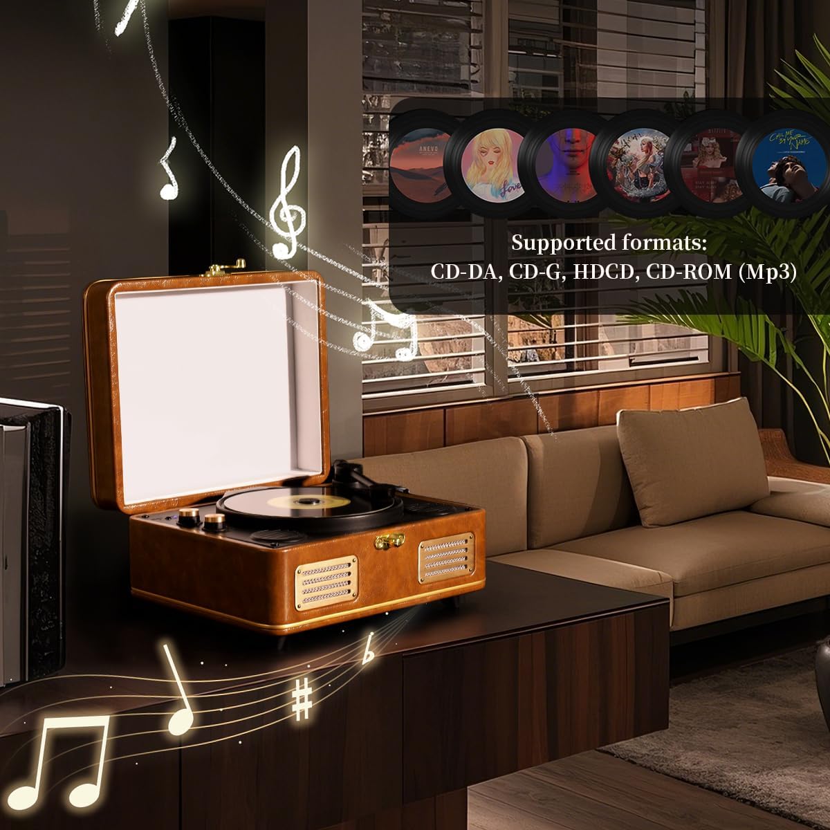 Portable CD Player with Bluetooth, 4000mAh Battery, CD/USB/Bluetooth/AUX, Home Audio CD Player with Remote Control for Adults Kids