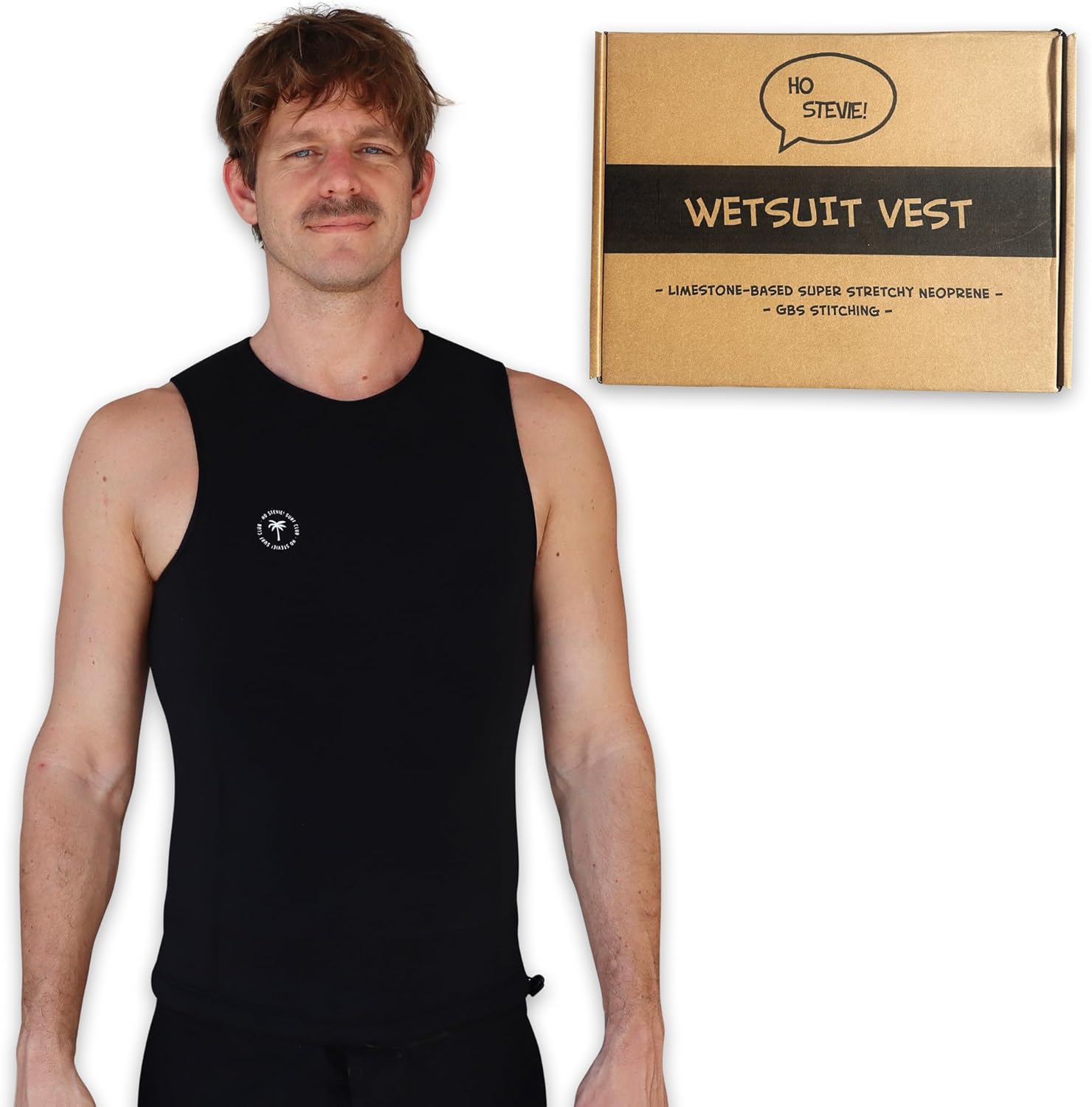 Ho Stevie! Surfing 2mm Wetsuit Vest - Easy On/Off Pullover Design - Stays in Place with Boardshorts Tie Loop
