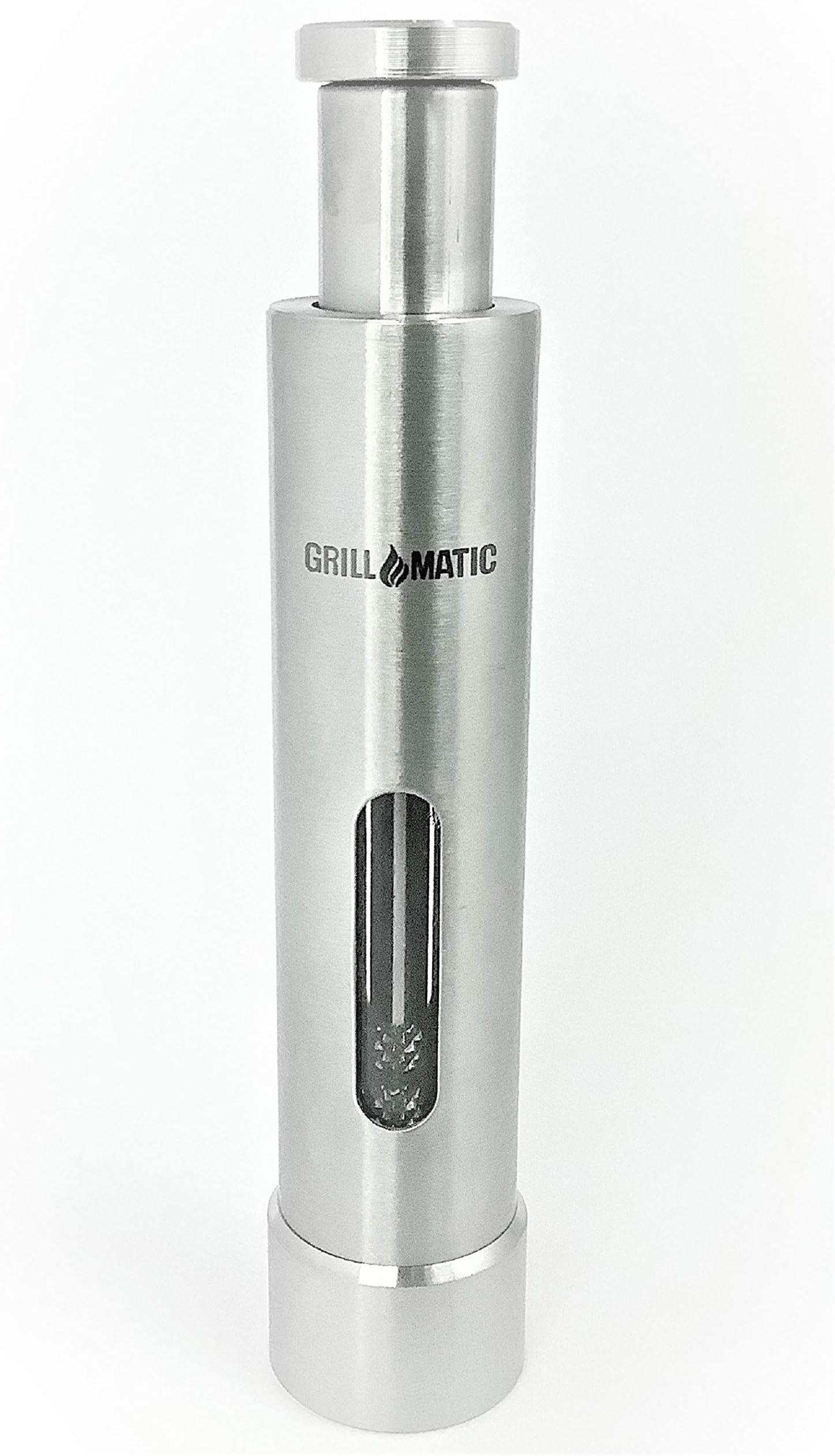 One-Handed, Mini Thumb Push Button, Stainless Steel, Himalayan Sea Salt, Black Peppercorn and Gourmet, Stove, Grill or Table Seasoning Spice Mill Grinder