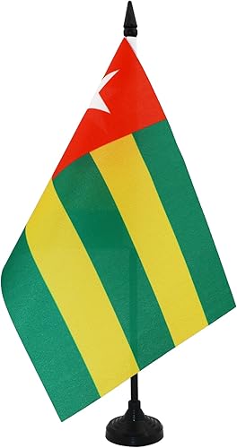 Miniatura 253 de Bandera de mesa Sierra Leona de 5 x 8 pulgadas, bandera de escritorio de Sierra Leona, 8.3 x 5.5 in, barra y base de plástico negro AZ FLAG