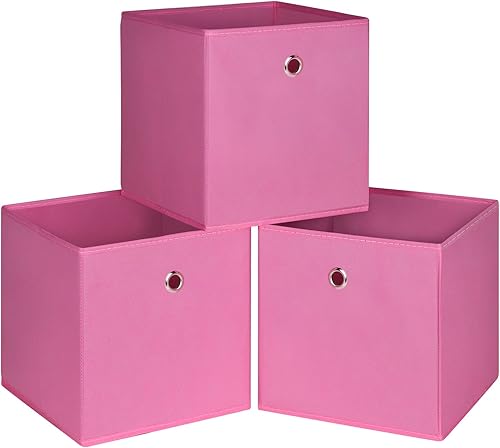 Vista 45 de Contenedores de almacenamiento plegables de 11 pulgadas, cubos de almacenamiento de tela con asas, organizadores de cajas de almacenamiento de tela