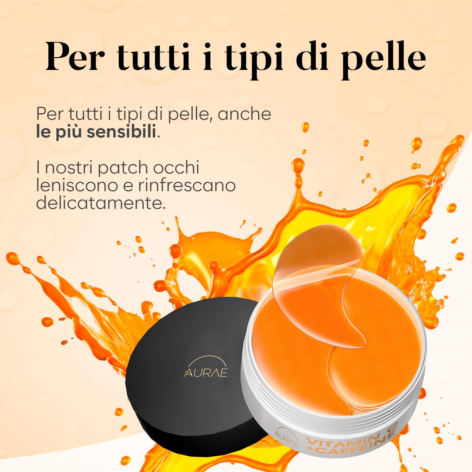 AURAE Patch Occhi, Maschera Occhi con Vitamin C e Caffeina, Patch Occhiaie e Borse, Maschera Occhiaie, Eye Mask per Schiarente e l'idratazione (30 paia)