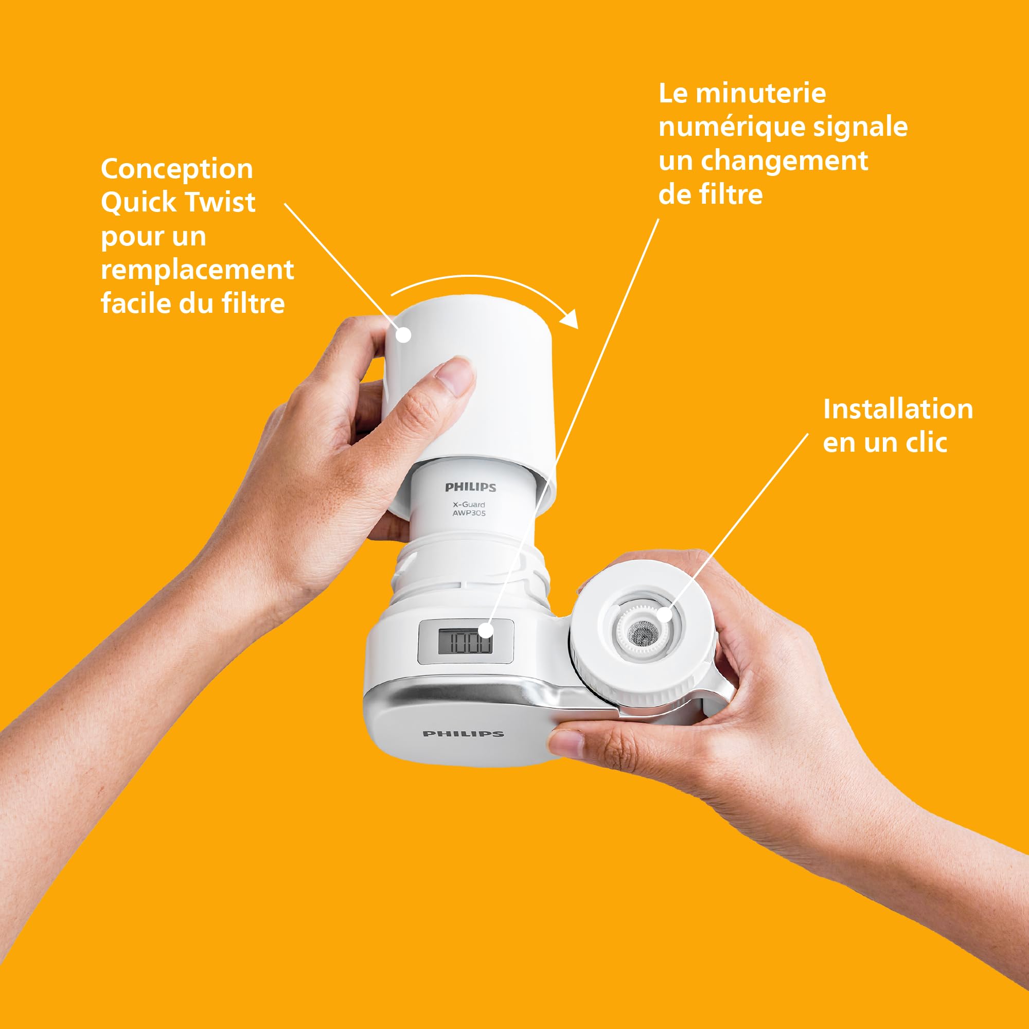 Philips Filtre à eau MICROFILTRATION avec affichage numérique 3 cartouches 1.000 L