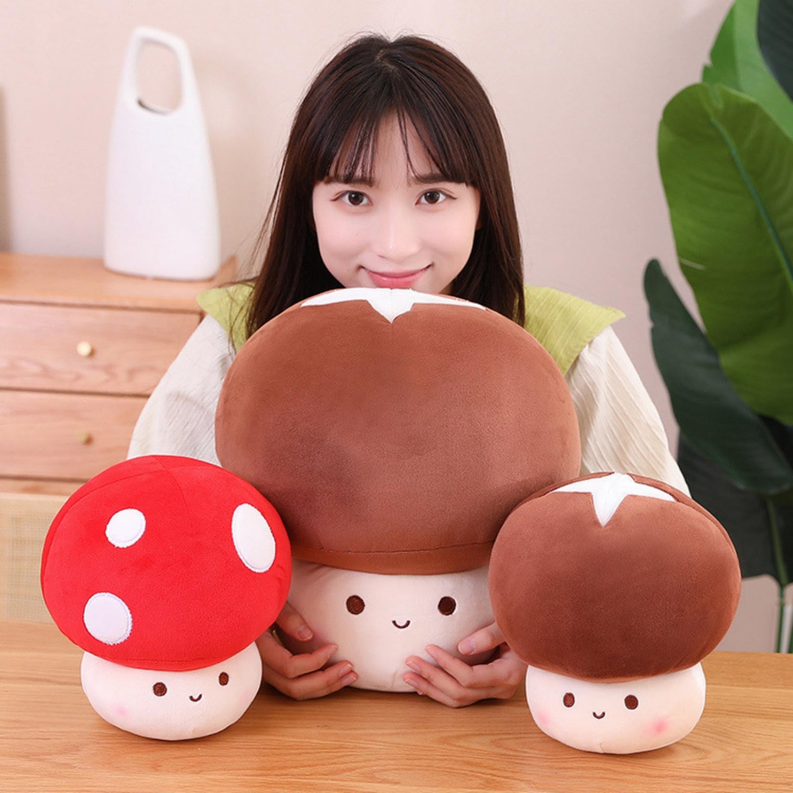 Pilz Plüschtier Puppe，Plüschpflanze，dekorative Wurfkissen，für Schlafzimmer, Sofa, Wohnzimmer, Kinderzimmer, Restaurant, (60cm,Shiitake-Pilze)