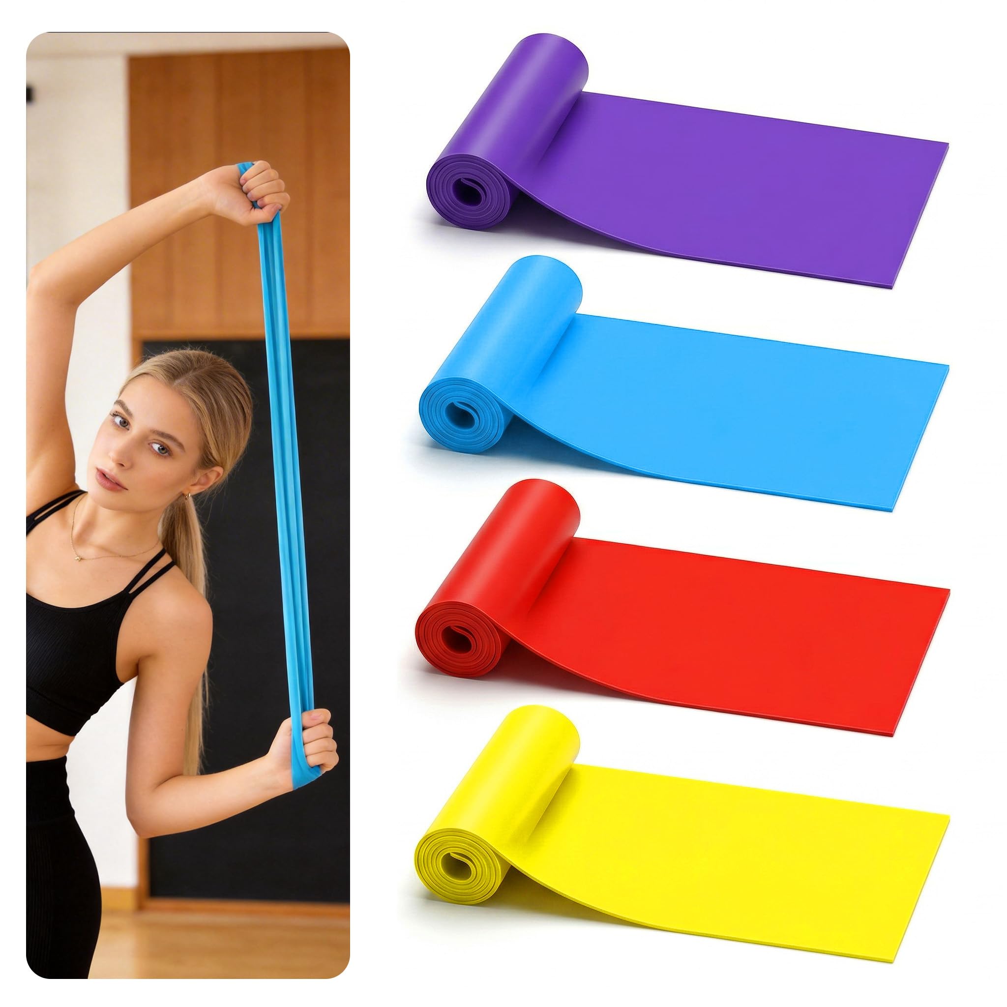 4Pcs Resistance Bands Set, High Elastic Exercise Bands for Strength Training, Pilates, Physical Therapy, and Yoga - Durable Workout Bands for Women & Men Home Gym Fitness Equipment