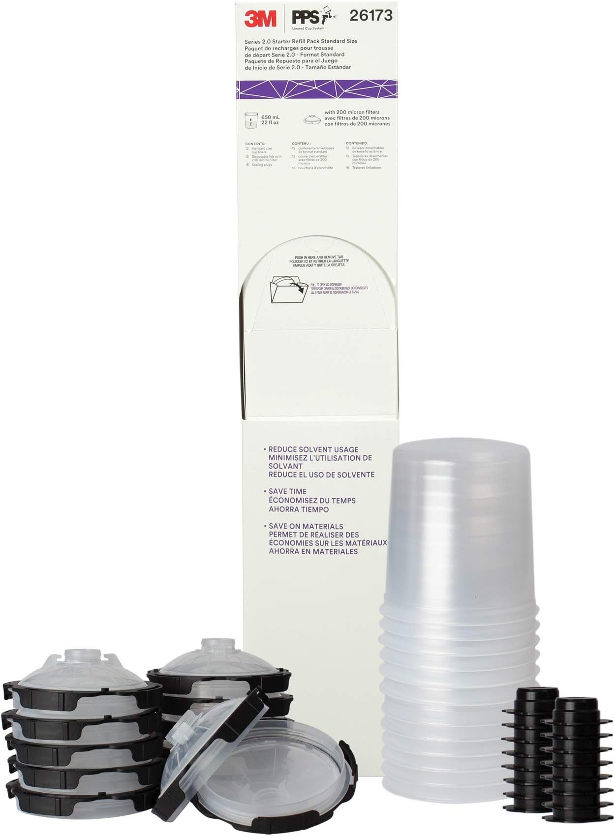 3M PPS Refill Kit - 20 Lids, 20 Liners, 13.5oz Cups (200 Micron)