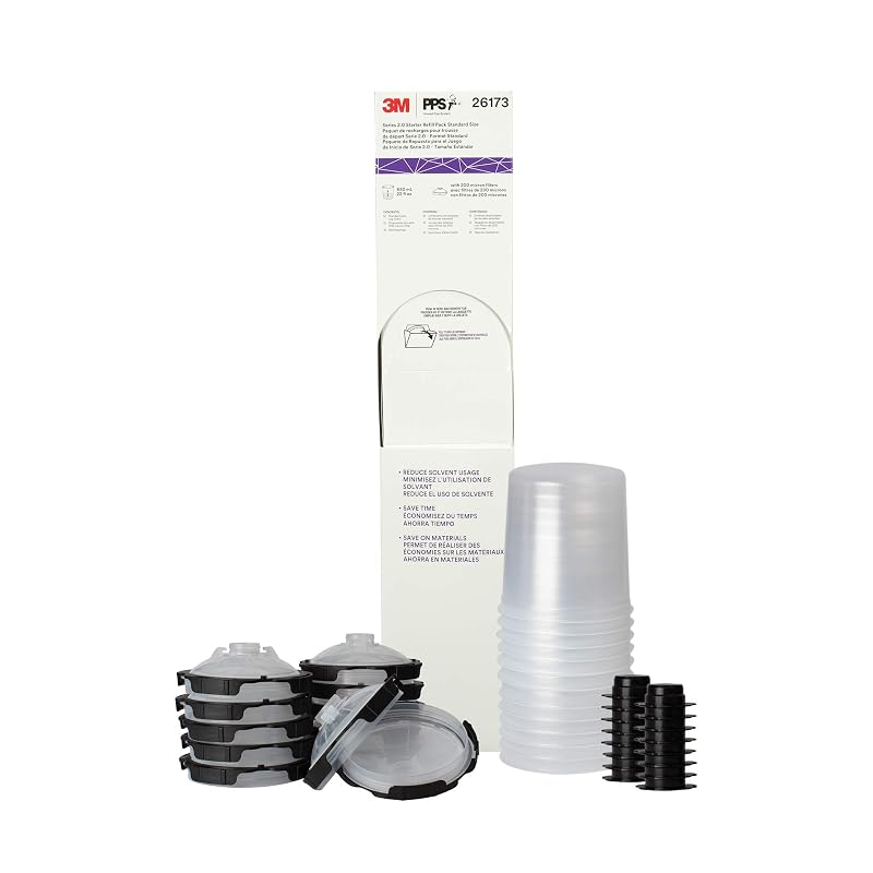 Kit de Reposição 3M PPS 2.0 para Pistola de Pintura com Tampas, Lineres e Filtros 200 Micra 26173, 650 mL, 12 unidades