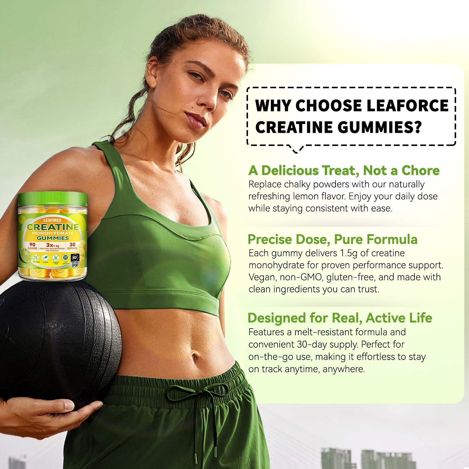 Creatine Monohydrate Gummies for Men & Women, 4.5g Creatine Monohydrate per Serving – Easy Daily Creatine Supplement for Workout & Fitness Support, Vegan, Lemon Flavor, 90 Gummies — Amazon image 6