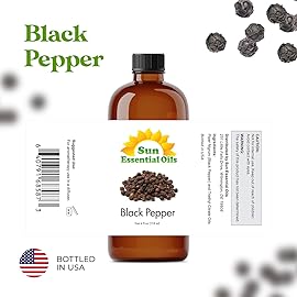Sun Essential Oils - Black Pepper 4oz Bottle for Diffuser, Humidifier, Aromatherapy, Self and Home Care - Black Pepper Oil - Aromatherapy Oil