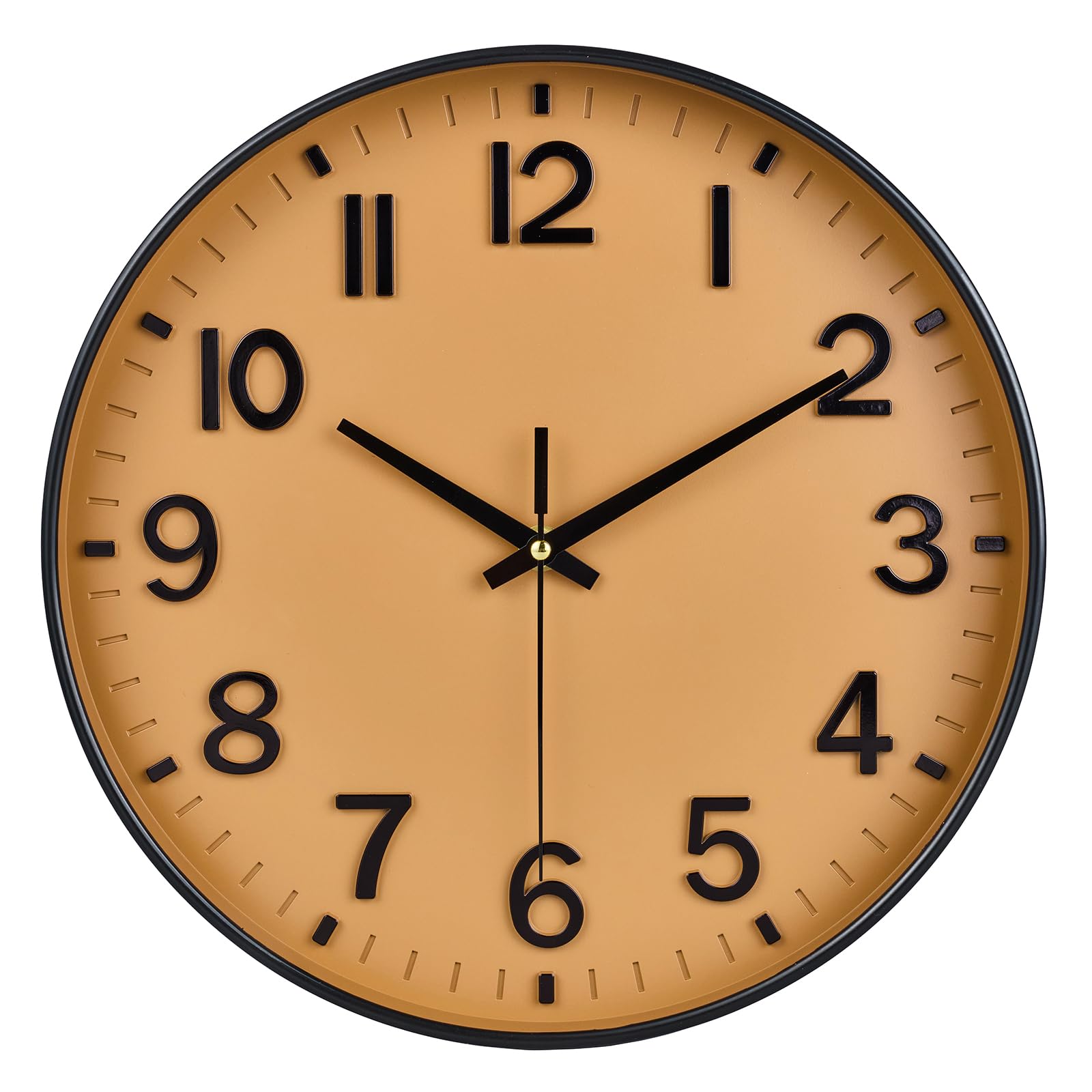 HZDHCLH Wall Clock 10 Inch Silent Non Ticking Quartz Modern Decorative Clock for Office Classroom Home Living Room Bedroom(Brown Black)