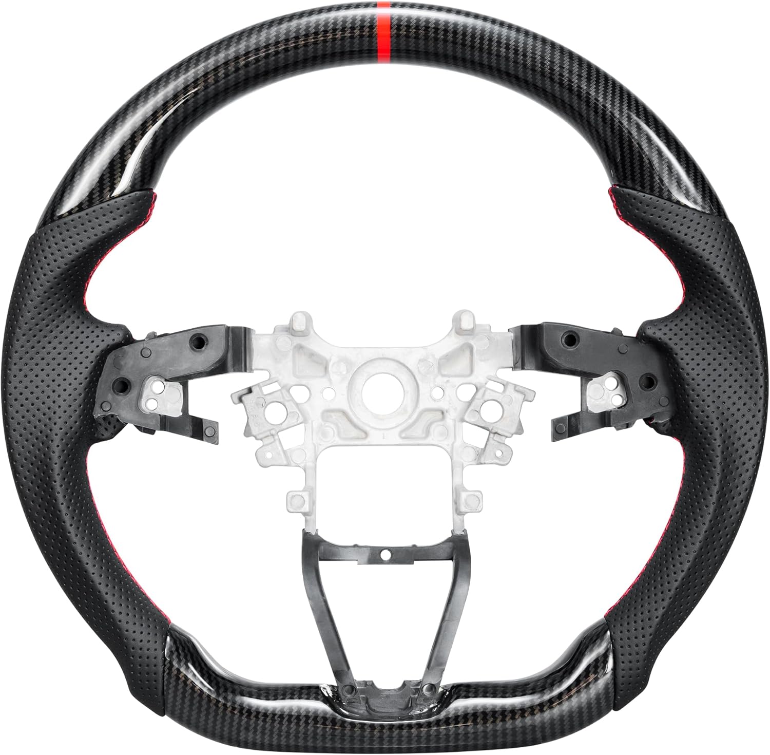 Hydro-Dip Carbon Fiber Steering Wheel for Honda Accord 9TH GEN 2013-2017 Elysion 2014-2021 Odyssey‌ 2014-2021 Round-shaped bottom Nappa Perforated Leather Grip with Anti Slip Groove