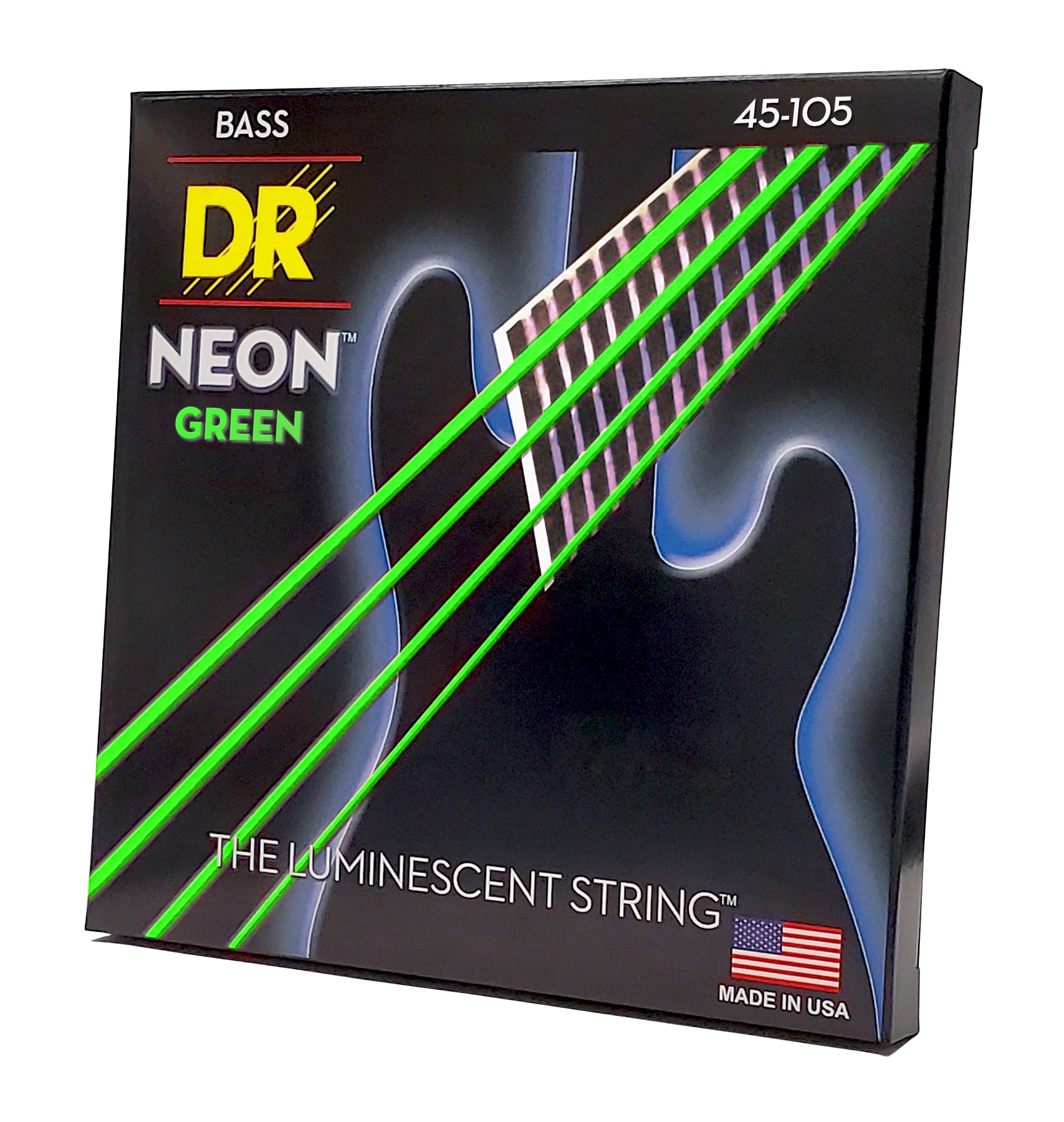 DR Strings NGB-45 Hi-Def Neon Green K3 Coated Bass Guitar Strings - .045-.105 Medium