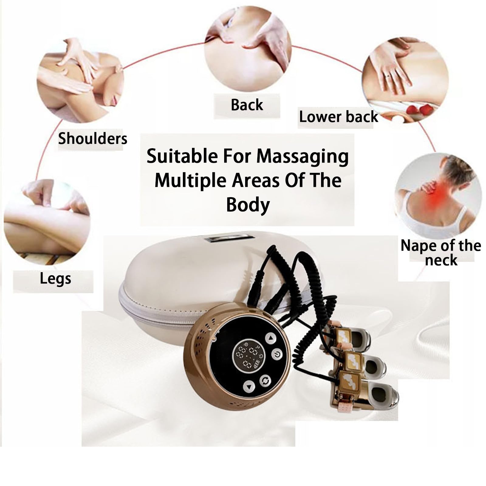 Dispositivo per Massaggi rilassanti su Tutto Il Corpo Threefingers | batteria ricaricabile da 2000 mAh,9 livelli regolabili di calore e intensità,custodia da trasporto portatile