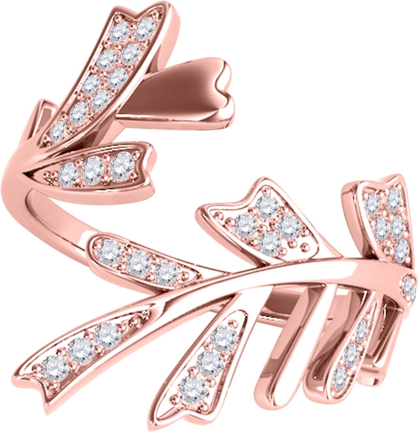 Diamond Floral Rings For Women 0.20 Carat Natural Round White Diamond Nature Leaf Ring In 10k Solid Rose Yellow White Gold Best Gift For Wedding Anniversary Promise Birthday Jewelry Collection