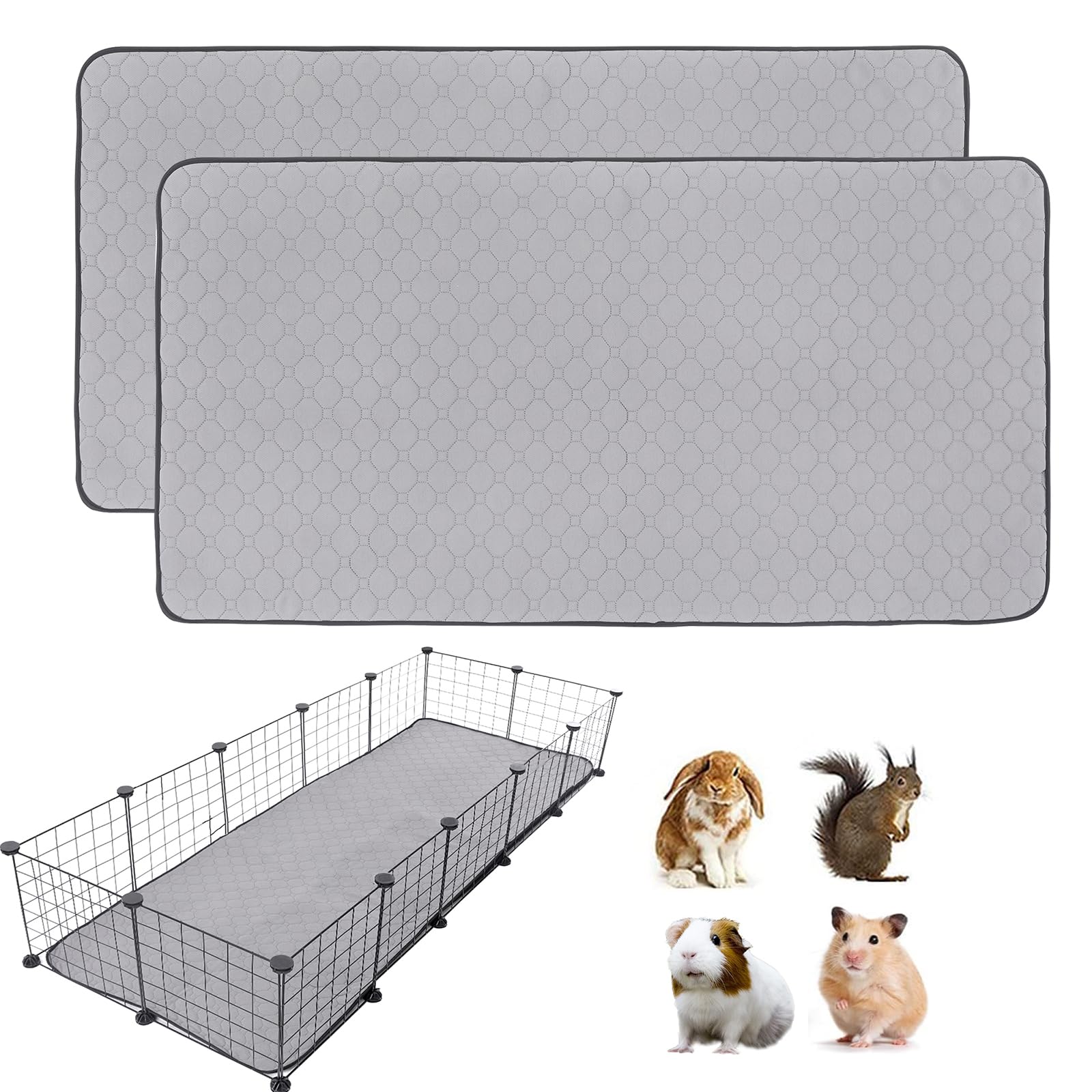 Meerschweinchen-Käfigeinlagen, 61 x 152 cm, waschbar, rutschfest, wiederverwendbar, super saugfähig, Meerschweinchen-Trainingsmatte, Bettwäsche, Fleece für kleine Tiere, Hamster, Kaninchen,