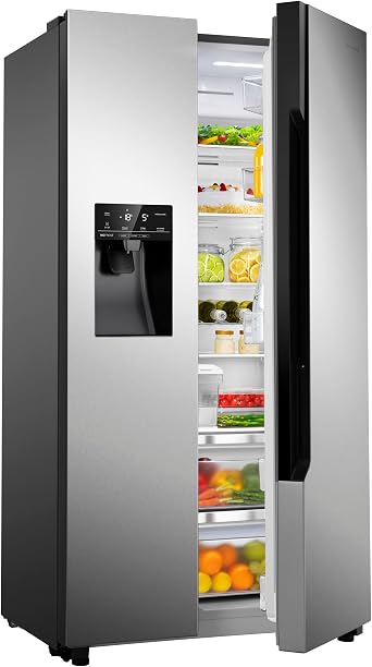 Teknix THSBS1791PLUX American Side by Side Door Fridge Freezer - 562L Capacity - Plumbed Water Dispenser - Frost Free - Stainless Steel, H178.7 x W91.0 x D69.0 (cm) [Energy Class E]