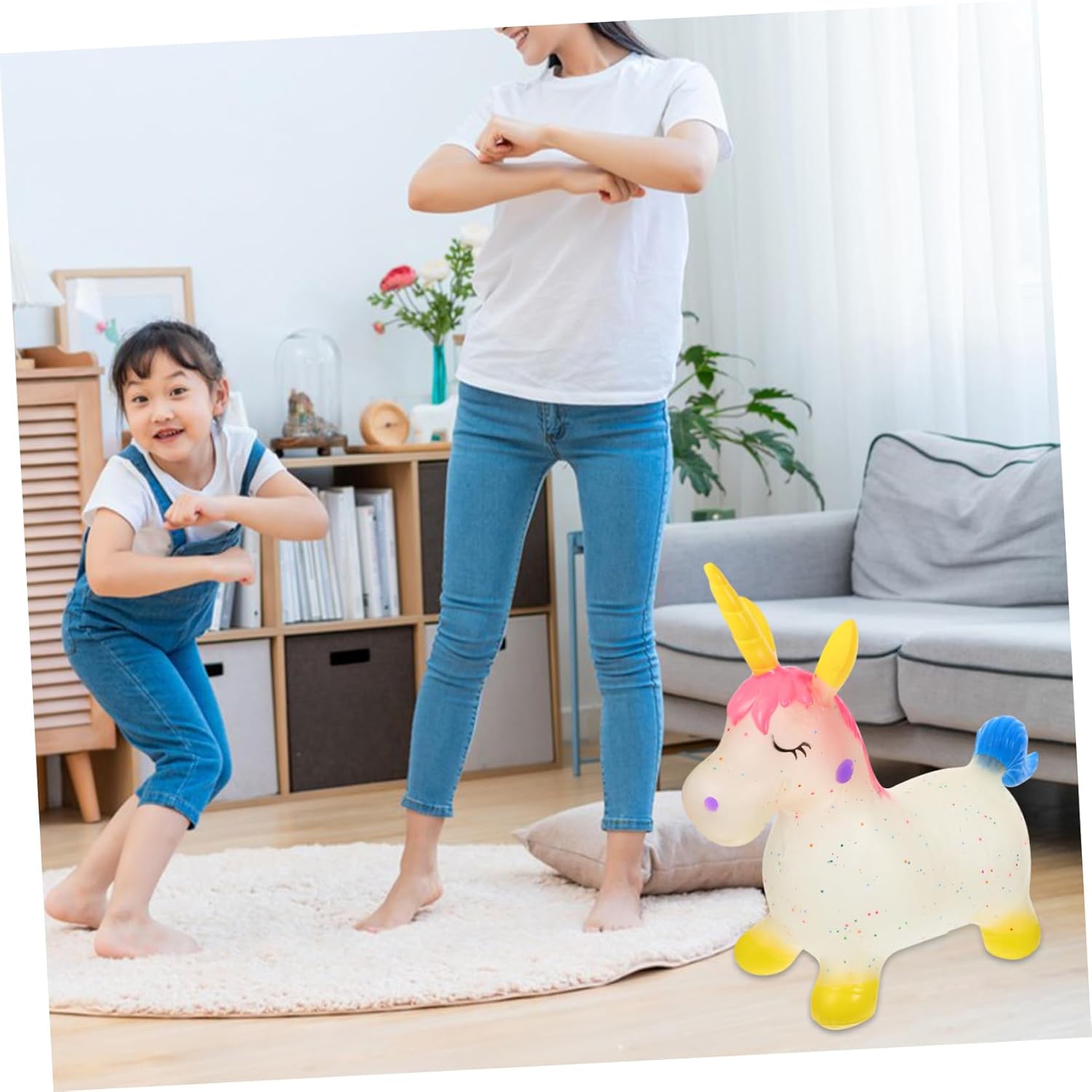 UPKOCH Unicorn Bounce Toy Boy Girl Inflatable Riding Horse for Boys and Girls Interactive Jumping Toy