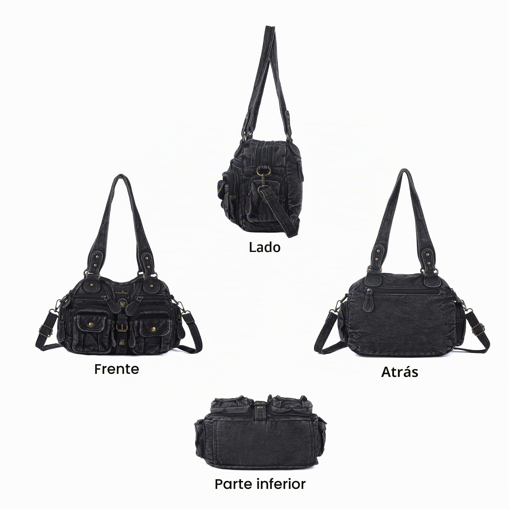 Angel Kiss Bolso Bandolera Mujer Tote Bag PU Cuero Versátil con Múltiples Bolsillos y Cremallera,Ideal para Trabajo, Compras, Viajes,Escuela y Ocasiones Casuales