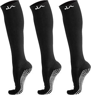 LA ACTIVE Graduated Compression Socks with Non-Slip Grips for Safety - 15-20mmHg for Women & Men