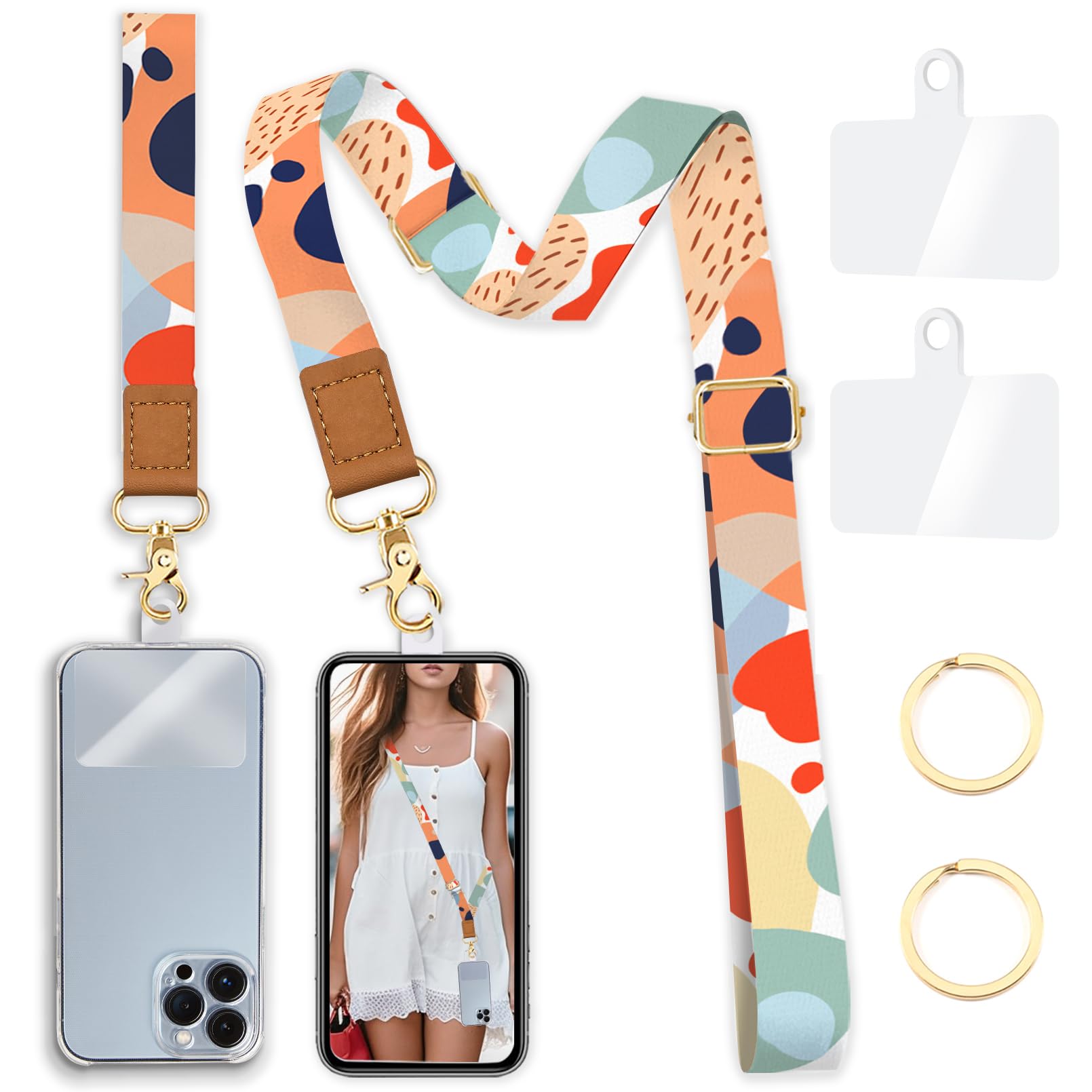 Yonlevres Phone Lanyard Crossbody Strap Wrist Neck Adjustable Women Art