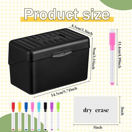 Miniatura 2 de Jetec Almacenamiento de tarjetas de índice, 100 tarjetas de índice de borrado en seco en blanco y 8 marcadores de borrado en seco, caja