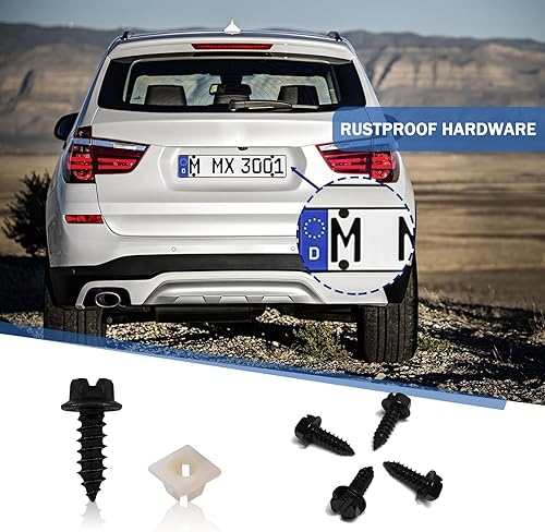 Miniatura 5 de 8 piezas de hebilla de remache para placa de automóvil, a prueba de polvo, a prueba de óxido, tornillo de fijación de reparación de cuerpo + base de