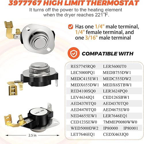 Miniatura 2 de Termostato de ciclismo 3392519 Upgrade 3387134 3392519 Fusible térmico 3977393 Interruptor de corte térmico 3977767 Kit de termostato de límite alto